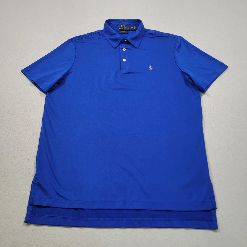Polo Ralph Lauren Mens Performance Polo Shirt Blue Short Sleeve Medium